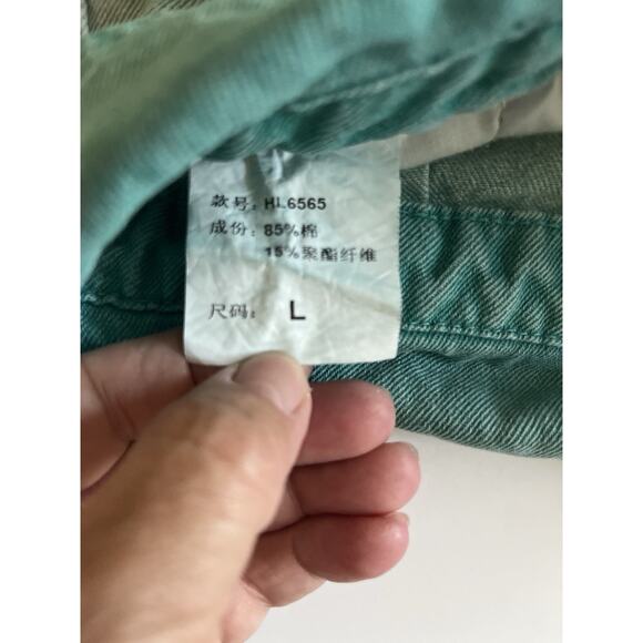 Creative Design Baggy Wide Leg Pants Women L Two Tone Green Cargo Y2K Skater - Picture 5 of 15